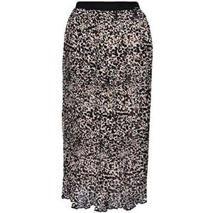 Superdry Geplooide midi-rok voor dames, zwart (Alaska Leopard Print O6V)