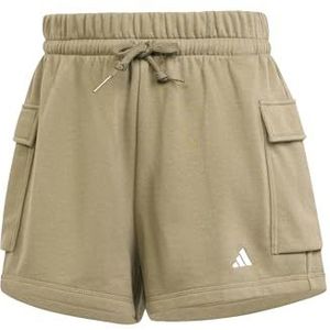 adidas Femme ESSENTIALS SMALL LOGO FRENCH TERRY CARGO SHORTS, Olive Strata/White, XS