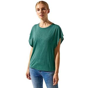 Street One A320145 T-shirt voor dames met ruches, Lagune groen