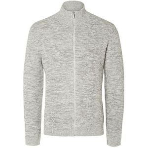 SELECTED HOMME Slhvince Ls Knit Bubble Full Zip Noos Cardigan voor heren, Marshmallow