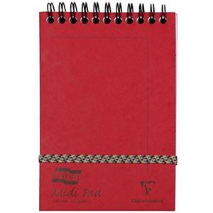 Clairefontaine - Ref. 3106Z - Europa midi spiraalblok (200 pagina's) - 10,2 x 15,2 cm, geborsteld perkament, 90 g/m², gelinieerd, omslag van persboard - rood