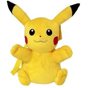 Pokemon - PlushBag Pikachu pluche rugzak, MC-111-PK, meerkleurig, Meerkleurig, 35 cm, Pikachu