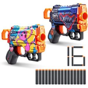 XSHOT - X-Shot Skins Menace Blaster - Poppy Playtime Set van 2 van ZURU met 16 darts Air Pocket Technology Foam 36705