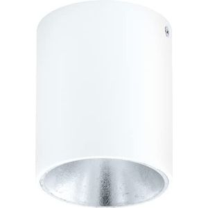 EGLO LED plafondlamp Polasso, 1 lichtpunt, materiaal: aluminium, kunststof, kleur: wit, zilver, Ø: 10 cm