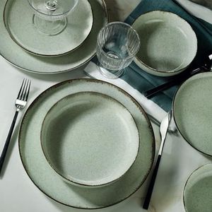 Hermia - 18-delige Serviesset - Mintgroen - Porselein - Rond