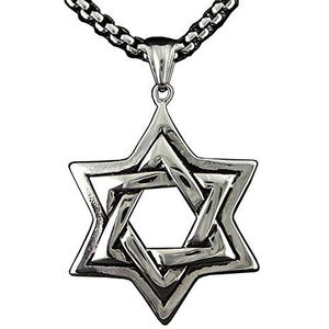 Collier avec pendentif étoile juive de David for hommes, chaîne en acier inoxydable 316L, bijoux PN297