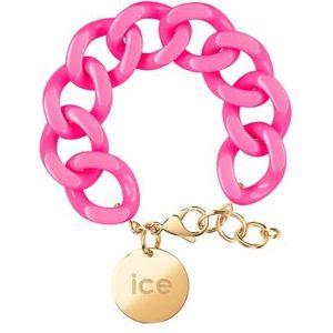 ICE - Jewellery – kettingarmband – neon roze – goud – XL mesh-armband in roze kleur voor dames, gesloten met een gouden medaille (020927), één maat, acetaat roestvrij staal, geen edelsteen, Acetaat