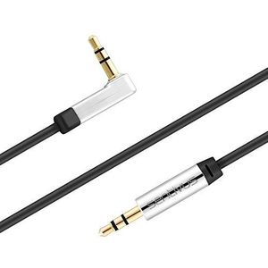 Sentivus AUX-kabel, 3 m, 90 graden schuine audio-jackstekker, compatibel met iPhone, iPad, smartphones, tablets en andere stereo-apparaten, zwart