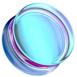 beyoutifulthings Oorplug, paars, blauw, wisselend, glas, oorpiercing, sieraden, tunnel, dubbel, uitlopend, zadelsluiting, 6-25 mm, Glas