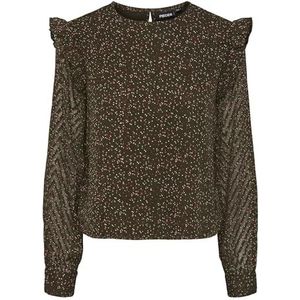 PIECES Pcfelita Ls Top Blouse pour femme, Forest Night/Aop : à pois, M