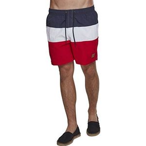 Urban Classics Color Block Swimshorts T-Shirt Anti-UV, Multicolore (Firered/Navy/White 01317), S Homme