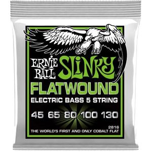Ernie Ball Regular Slinky 5 snaren voor elektrische gitaar, Flatwound 45-130 mm