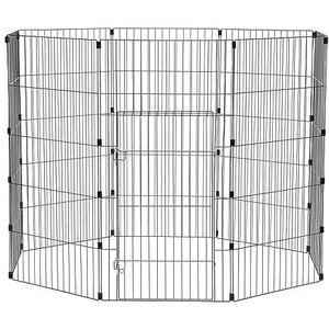 Iris Ohyama, Puppyren / box voor buiten, 1,7 m², 8 panelen, afsluitbare deur, aansluitingen voor eenvoudig monteren en demonteren, modulair, voor honden - Wire Pet Circle WPC-48, zwart