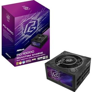 Stroombron ASROCK PG-1000G, PSU, 1000 W, 80 Plus Gold/A, 135 mm, modulair, PCI-E 5.1 (12+4pin) x1, PCI-E (6+2-polig) x3, SATA (5-polig) x9