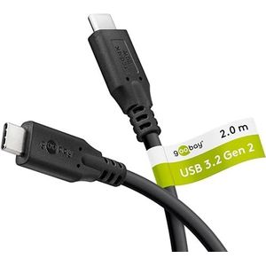 goobay USB-C 3.2 kabel 60W snellaadkabel 10Gb gegevensoverdracht (PD) Thunderbolt 3 & 4 oplaadkabel datakabel MacBook, iPad, HP, Dell / 2 m / 74207