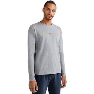 Tommy Hilfiger CN Ls Tee Logo T-shirt, goudkleurig, grijs gemêleerd, maat M, grijs gemêleerd medium