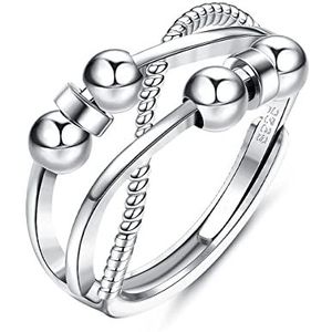 ORAZIO Spinnerring van 925 sterling zilver voor dames en heren, trouwring, verstelbare duimring, zilver