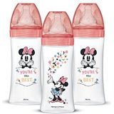 Dodie set van 3 antikoliek initiatiebabyflesjes, Minnie, 330 ml, 6 maanden, ronde speen, Flow 3