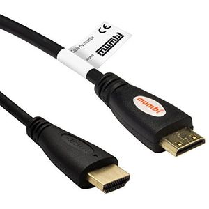 mumbi High Speed Mini HDMI-kabel, Full HD 3D, Mini HDMI C-stekker naar HDMI A-stekker, vergulde contacten, 5 m, zwart