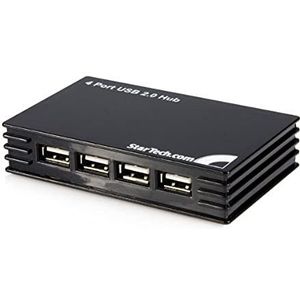 StarTech.com USB 2.0 hub met netadapter, 4 x USB 2.0, zwart, kabel USB 2.0 A/B 0,9 m, eenvoudige installatie, plug and play, compatibel met Mac en pc (ST4202USBGB)