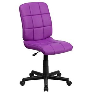 Flash Furniture Draaistoel van vinyl, gewatteerd, met centrale rugleuning, metaal, violet, 58,42 x 55,88 x 22,86 cm