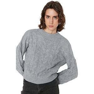 Trendyol Regular trui met hoge kraag trainingspak, grijs, M dames, grijs, M, grijs.