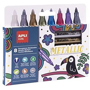 APLI Kids 18886 Metallic markerset met 4,2 mm punt in verschillende kleuren, 8 en