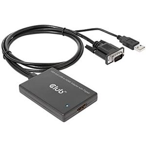 Club3D CAC-1720 VGA- en USB type A op HDMI™ adapter met Pigtail St./B 0,6 m 28AWG