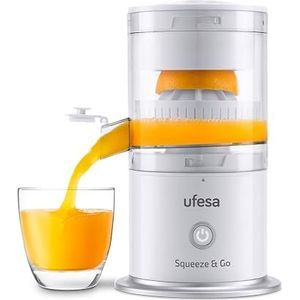 Ufesa Squeeze & Go White Elektrische citruspers, draadloos, oplaadbaar, draagbaar, multifunctionele fruitvoedingsverwijderaar, USB-opladen, 220 ml capaciteit, BPA-vrij