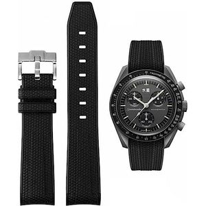 HEYOZURY Omega X Swatch MoonSwatch siliconen horlogeband voor heren, Omega x Swatch MoonSwatch Speedmaster roestvrijstalen vouwsluiting 20 mm