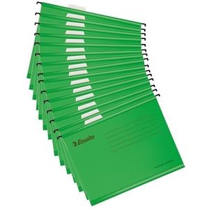 Esselte Lot de 15 dossiers suspendus renforcés A4 en carton solide 100% recyclé, avec onglets et inserts de cartes, pour la maison, le bureau, l'école, vert