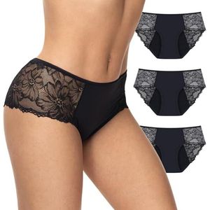 Feel Natural Set van 3 menstruatieslips, geborsteld, uniseks, zwart., XXL