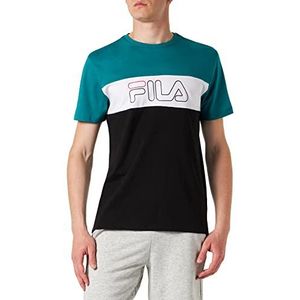 FILA Stamford Blocked Logo T-shirt voor heren, Alexandriet/zwart/wit glanzend