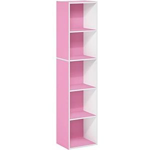 Furinno Luder Boekenkast Cube 5 etages roze/wit