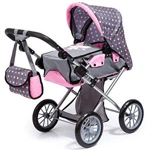 Bayer Design 13666AA City Star poppenwagen, tas, afneembare reiswieg, verstelbaar, opvouwbaar, grijs, roze