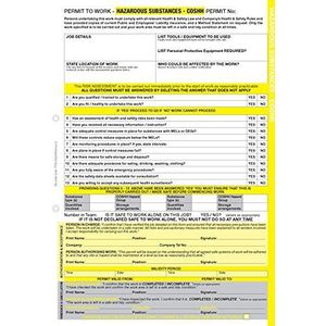 Caledonia Signs 58174 Permit to Work: Hazardous Substances 3-delig NCR 210 x 297 mm