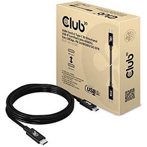 Club 3D USB4 Gen2x2 USB-IF gecertificeerde bidirectionele kabel 4K60Hz, 20Gbps gegevens, PD 240W EPR St./St. 2 m