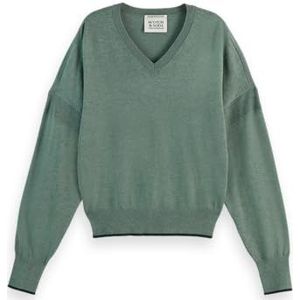 Scotch & Soda V-hals Relaxed sweater voor dames, Park Green Melange 355, XL