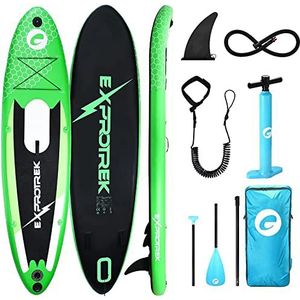 Exprotrek Stand Up Paddling board, opblaasbaar SUP-board, stand-up paddleboard, 15 cm, dikte voor alle moeilijkheidsniveaus, 150 kg, groen