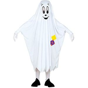 Widmann - Spookkostuum voor kinderen, poncho met leuk gezicht en patches, sprei, spook, verkleedpartij, themafeest, carnaval, Halloween.