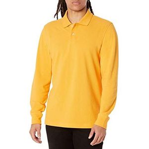 Amazon Essentials Polo piqué à manches longues pour homme, coupe ajustée, jaune foncé, taille XL