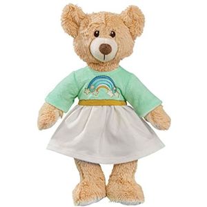 Heless 656 656 Pluche dier Teddy Rainbow met geborduurde regenboogjurk, ca. grote teddybeer om verliefd op te worden en speelmetgezel voor baby's en peuters, 42 cm, bruin