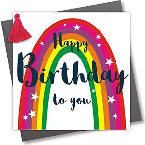 Verjaardagskaart met kwast, motief ""Happy Birthday to You"", regenboogkleuren