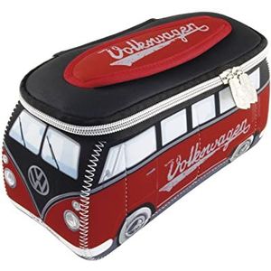 BRISA VW Collection - Volkswagen neopreen universele make-uptas, cultuur-apotheek-reistas, tas, T1 Bulli Bus (rood en zwart/klein)