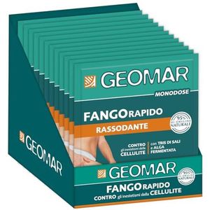 GEOMAR | Snelle verstevigende modder, monodose, 10 min gebruik, tegen onvolkomenheden van cellulitis, 95% natuurlijke oorsprong met drie zouten en gefermenteerde algen, gemaakt in Italië, 12 x 80 g
