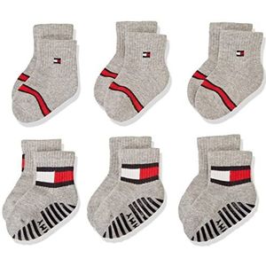 Tommy Hilfiger 6 sokken met Ecom-vlag, uniseks, baby, grijs.