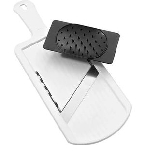 Fackelmann 45331 Groenteschaaf, verstelbaar, mandoline, groenteschijf, groenteschaaf, roestvrij staal, kunststof, wit, zwart, 32 x 12 x 1,5 cm