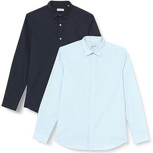 Jack & Jones Jjjoe Set van 2 overhemden maat L zakelijke overhemden voor heren, Kasjmier blauw/set: kasjmier blauw + marineblauwe blazer