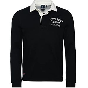 Superdry Vintage Applique Rugby Top Shirt voor heren, zwart.