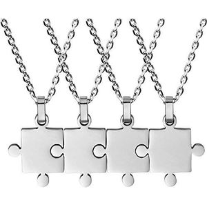 JewelryWe 3-in-1 Halsketting, puzzel, vriendschap, zus, gepersonaliseerde halsketting met hanger, uniseks, Roestvrij staal